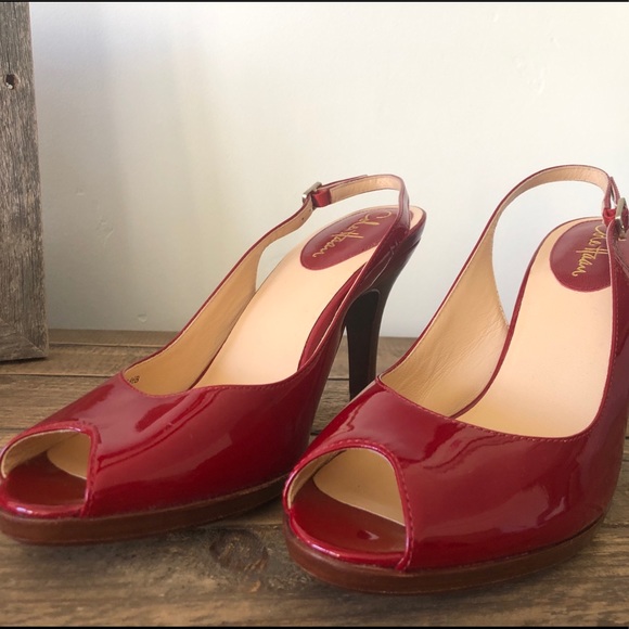 Red patent leather NikeAir peep toe heels - Picture 2 of 5